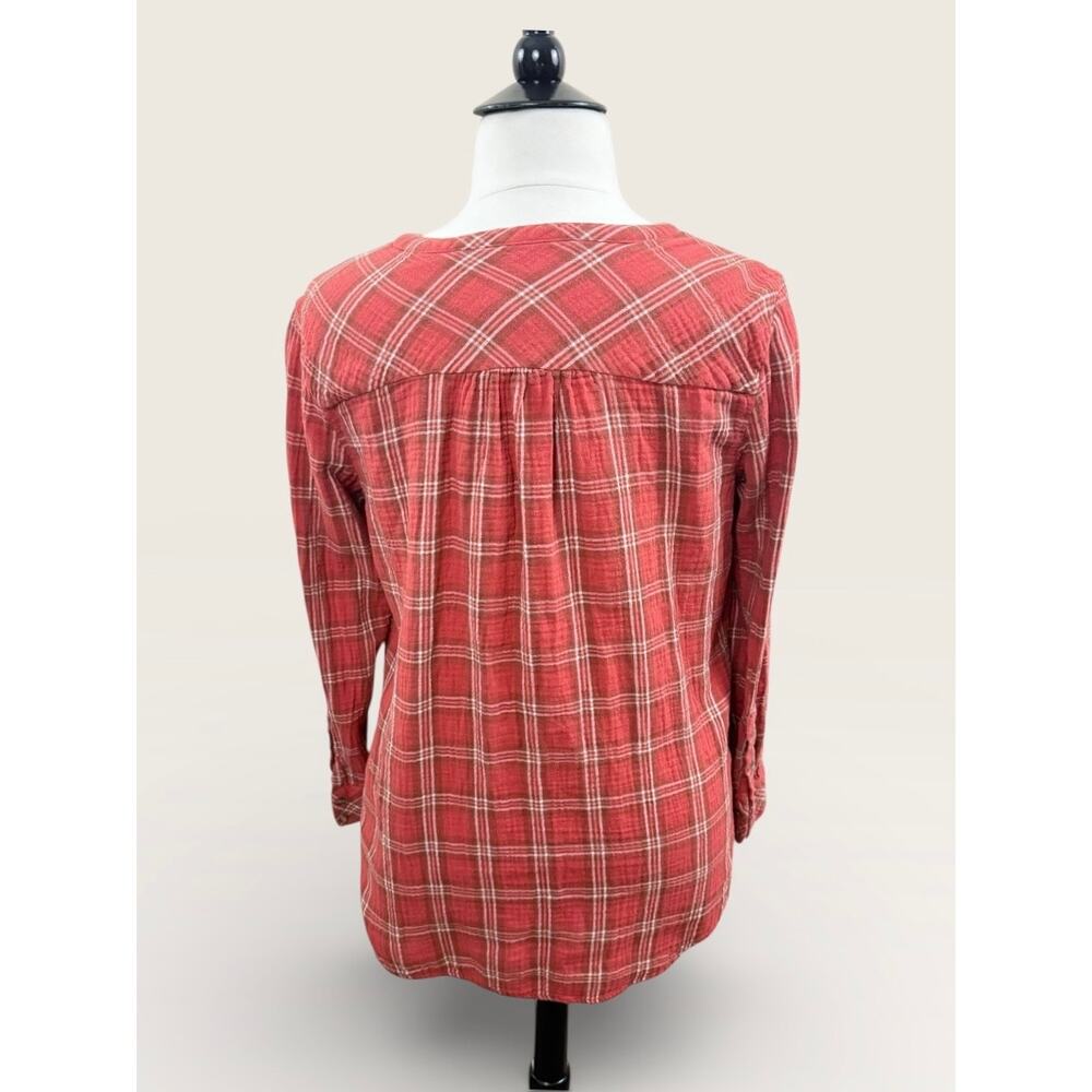 Universal Thread Red Plaid Half Button Long Sleev… - image 3